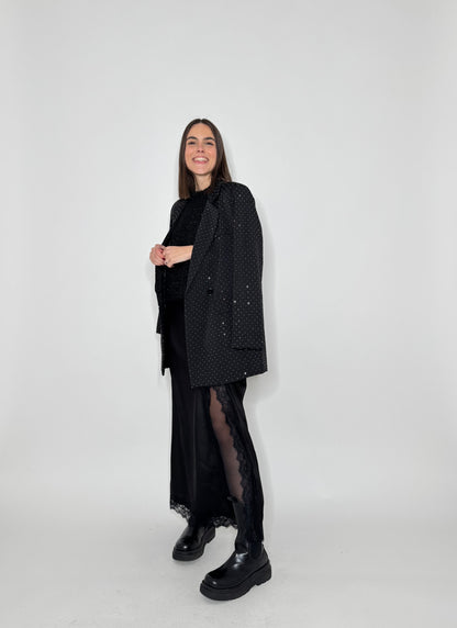 Gonna lunga satin pizzo Ludo Nero