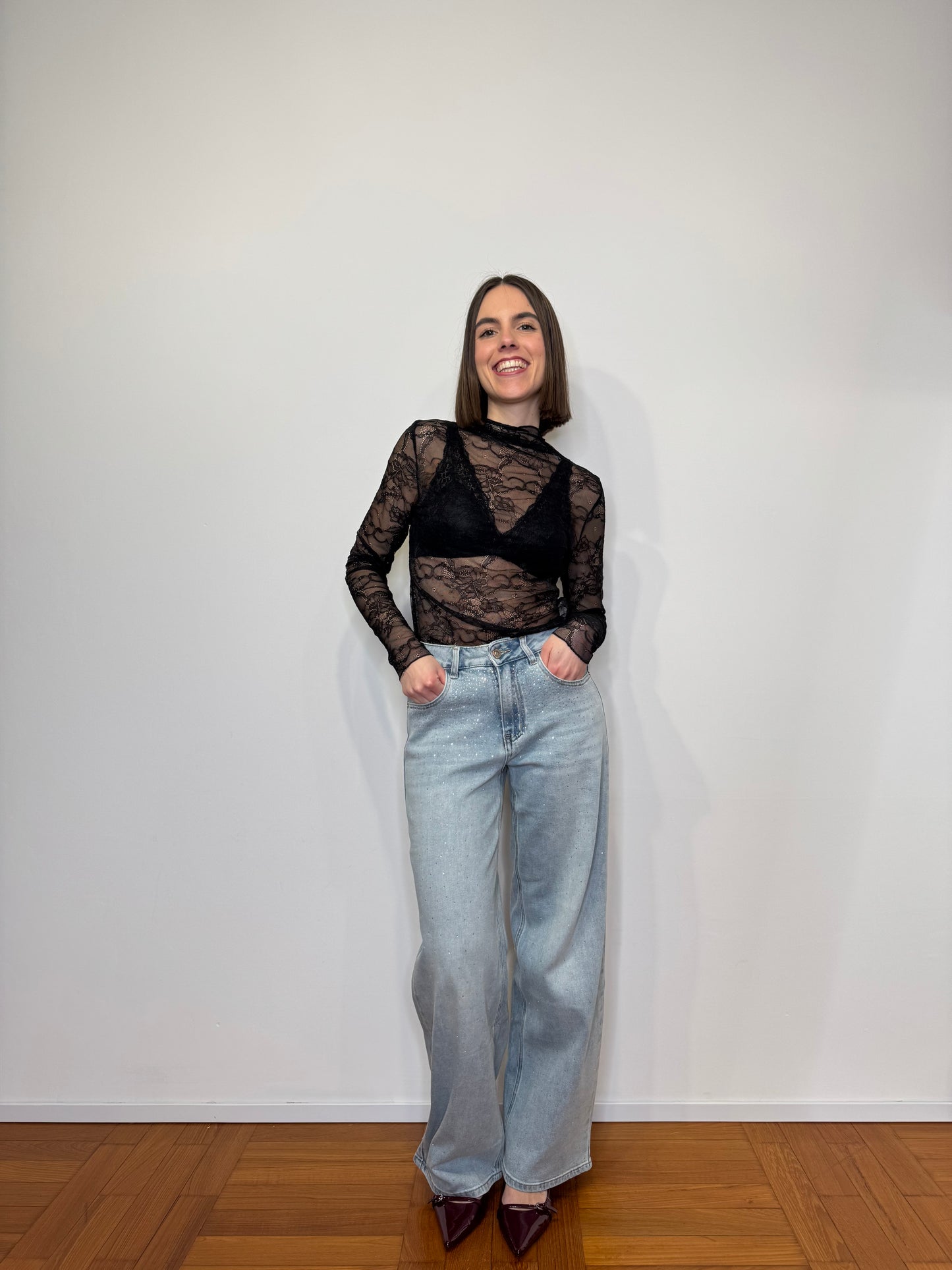 Jeans Strass Wide Leg