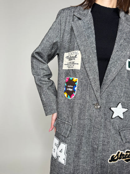 Giacca cappotto con patch Grigio