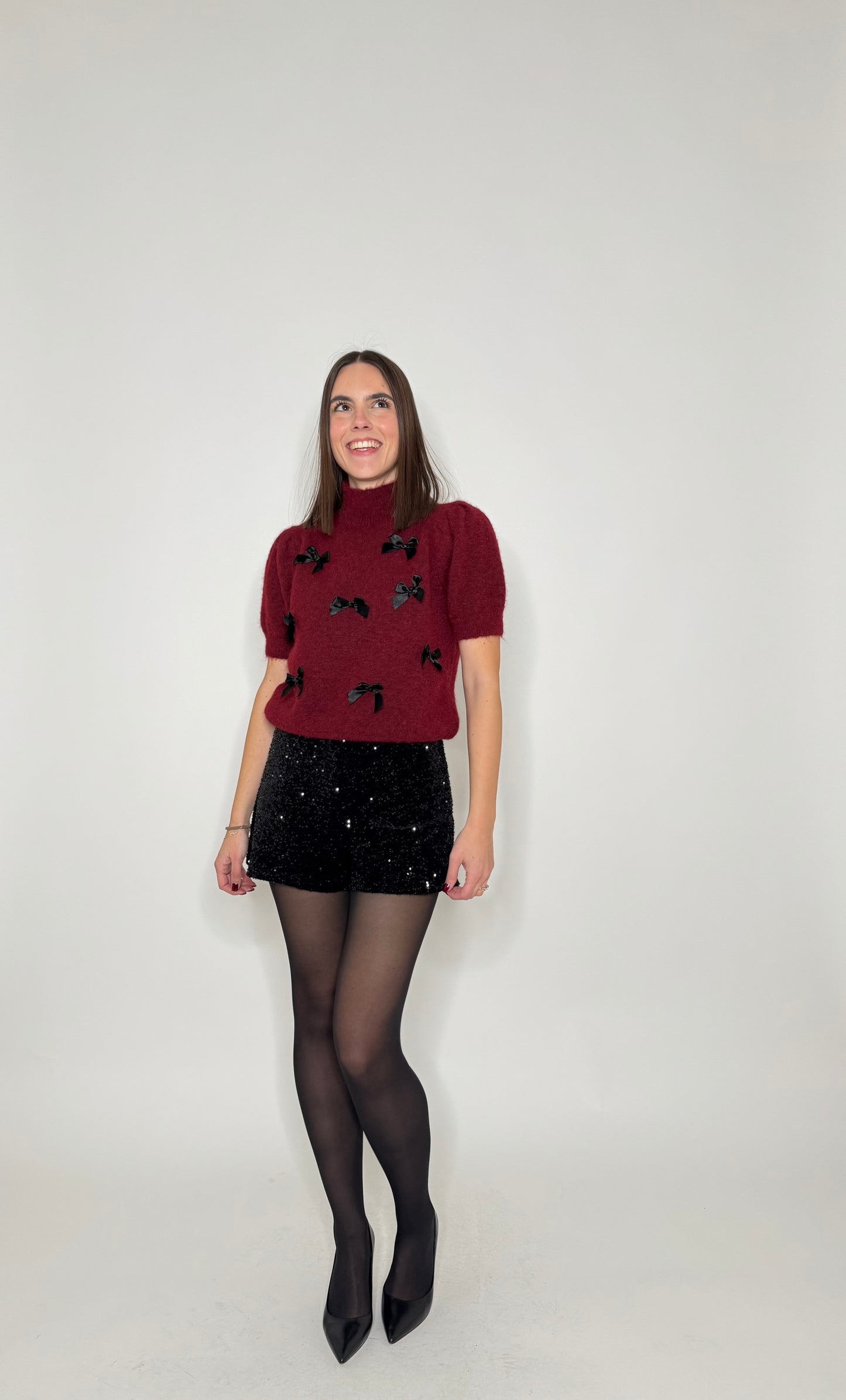 Shorts micro Paillettes Nero