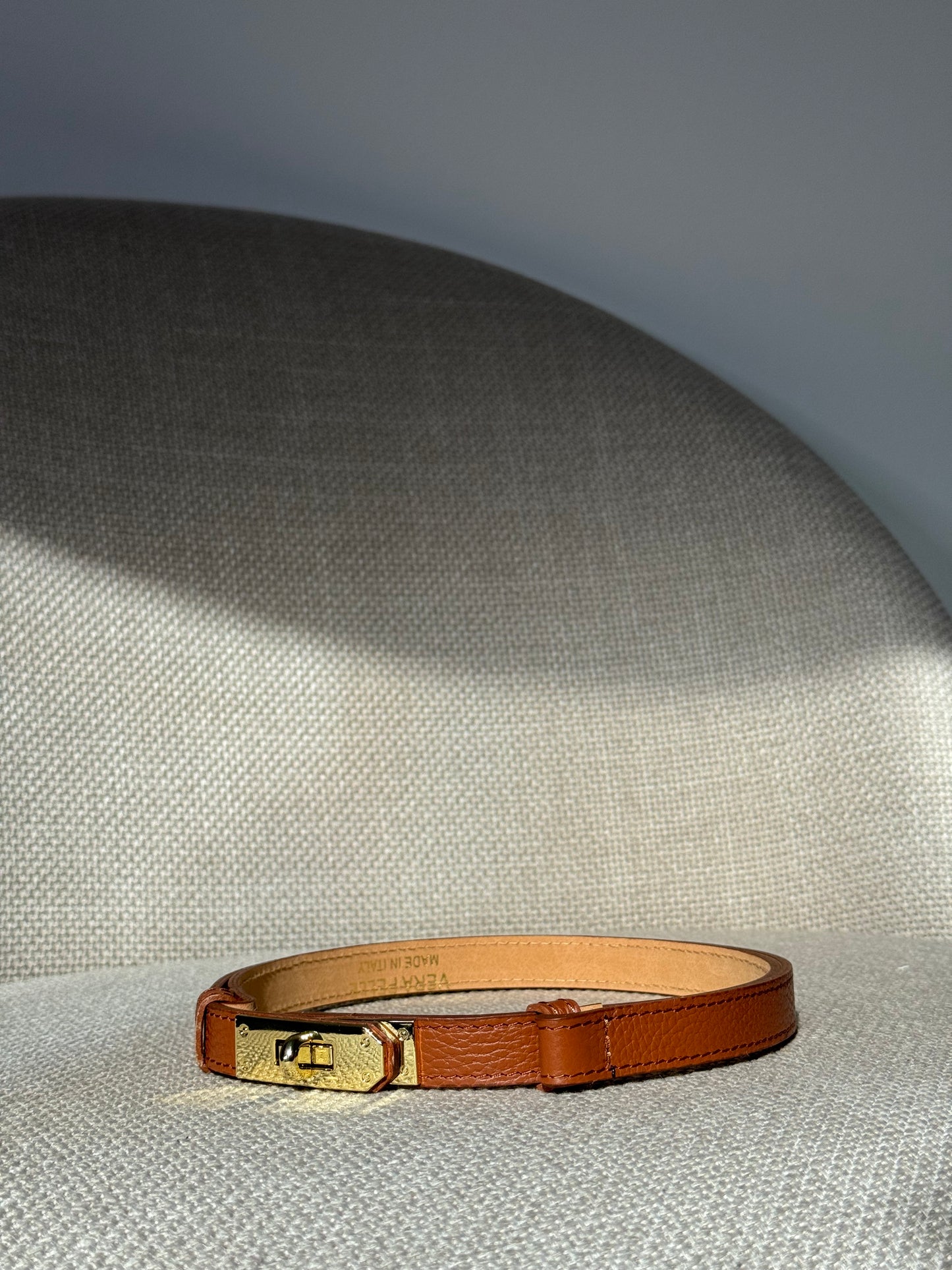 Cintura vera pelle martellata regolabile stile Hermes cuoio 2cm