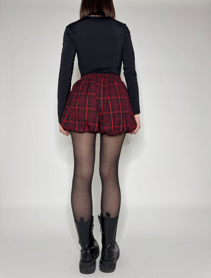 Pantaloncino fantasia scozzese a palloncino base rossa