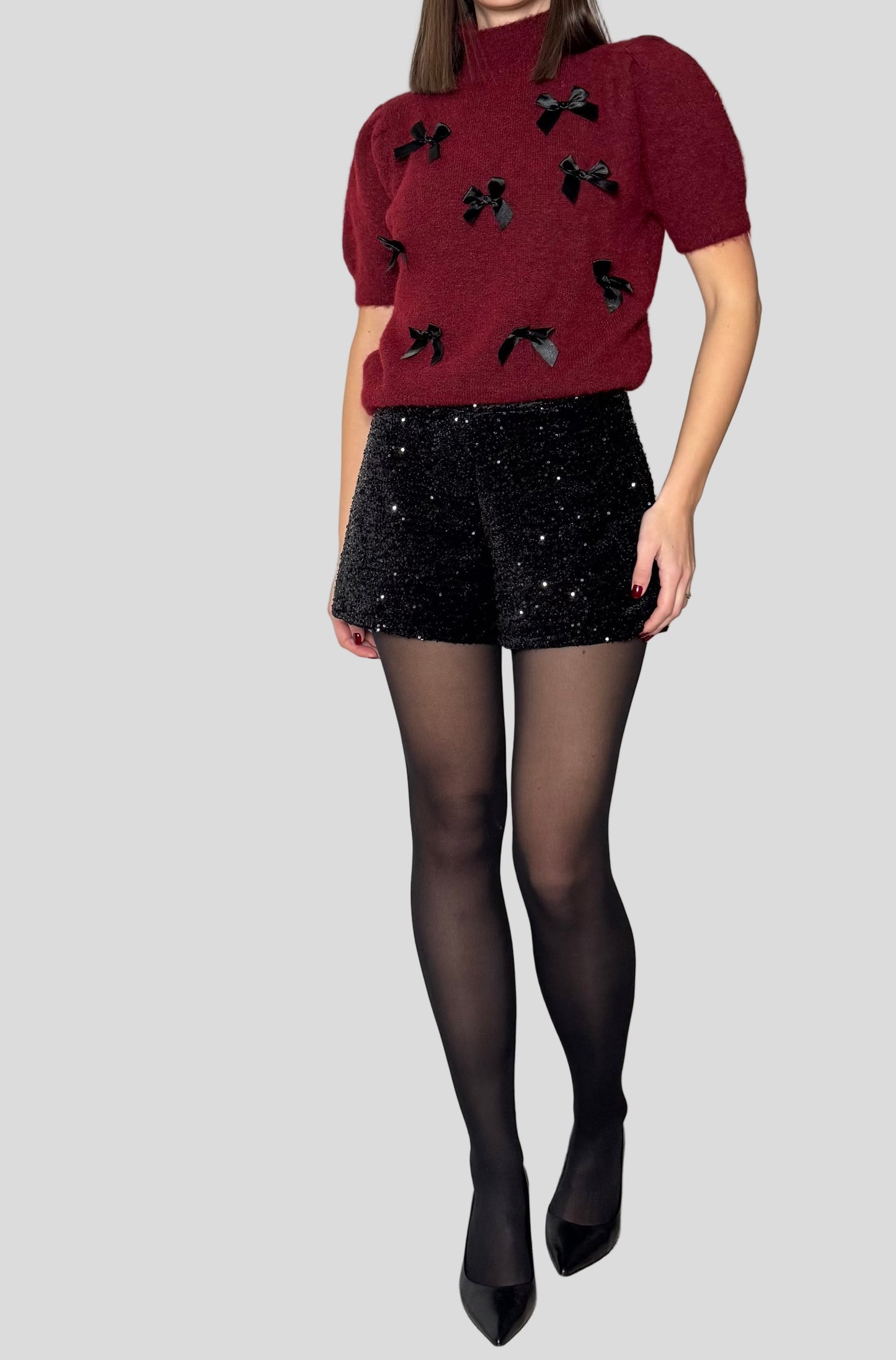 Shorts micro Paillettes Nero