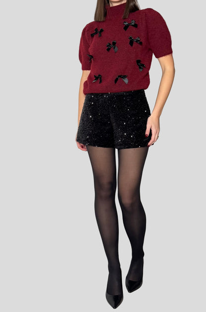 Shorts micro Paillettes Nero
