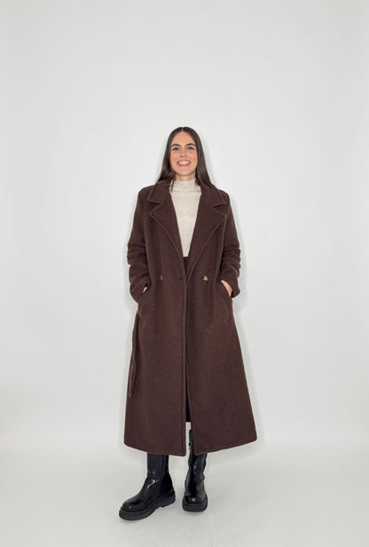 Cappotto doppiopetto in misto lana Moro