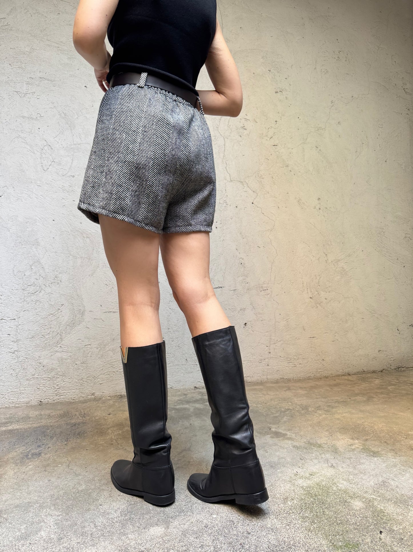 Shorts spigato misto lana