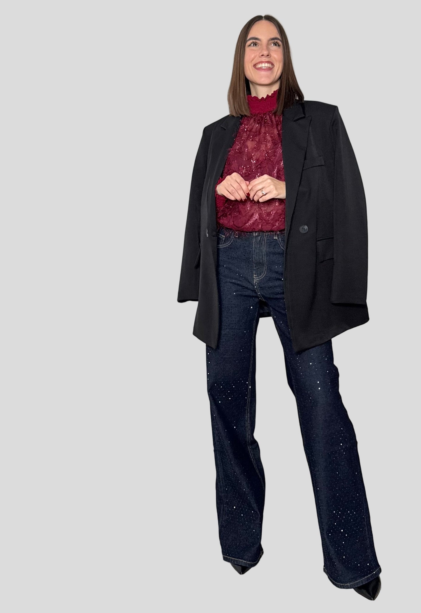 Camicia fru fru lurex Bordeaux