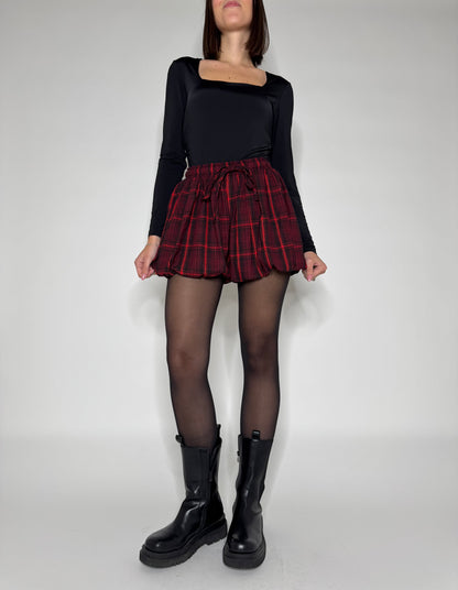 Pantaloncino fantasia scozzese a palloncino base rossa