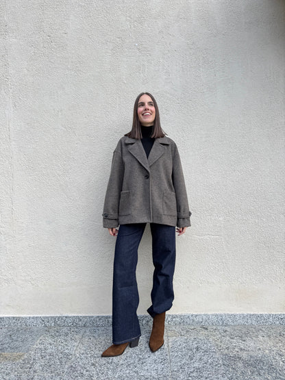 Cappotto corto monopetto moro