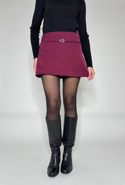 Gonna pantalone Borgogna con cintura