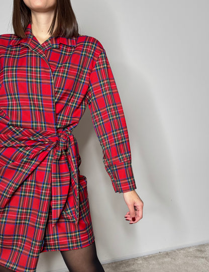 Abito portafoglio tartan in calda viscosa