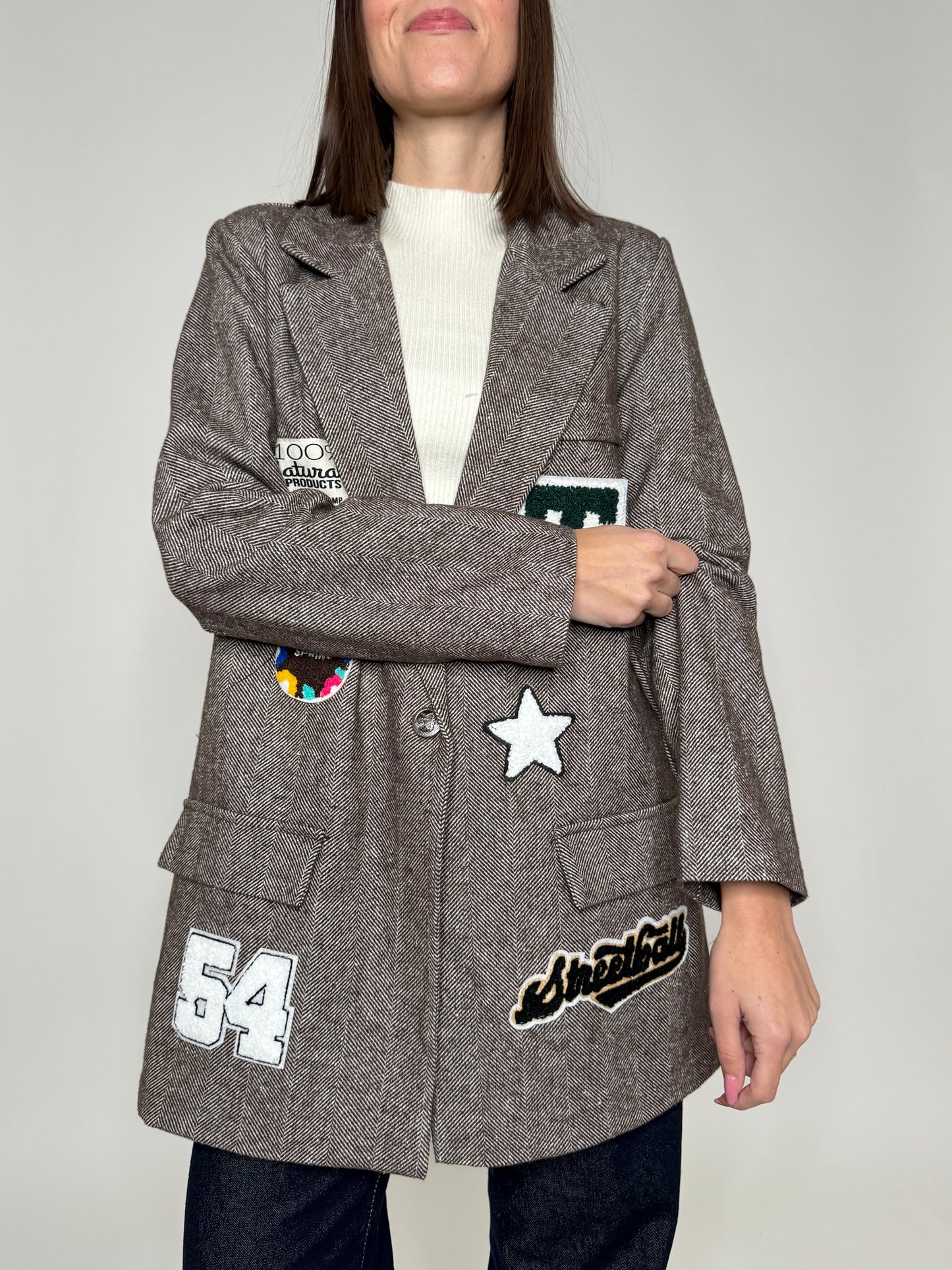 Giacca cappotto con patch Moro