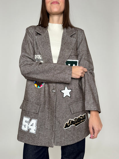 Giacca cappotto con patch Moro