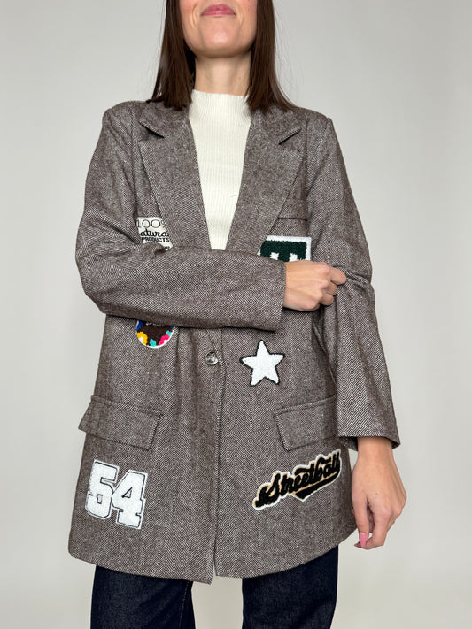 Giacca cappotto con patch Moro