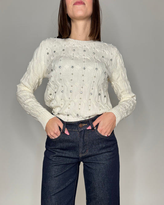 Maglia in calda viscosa gioiello Panna