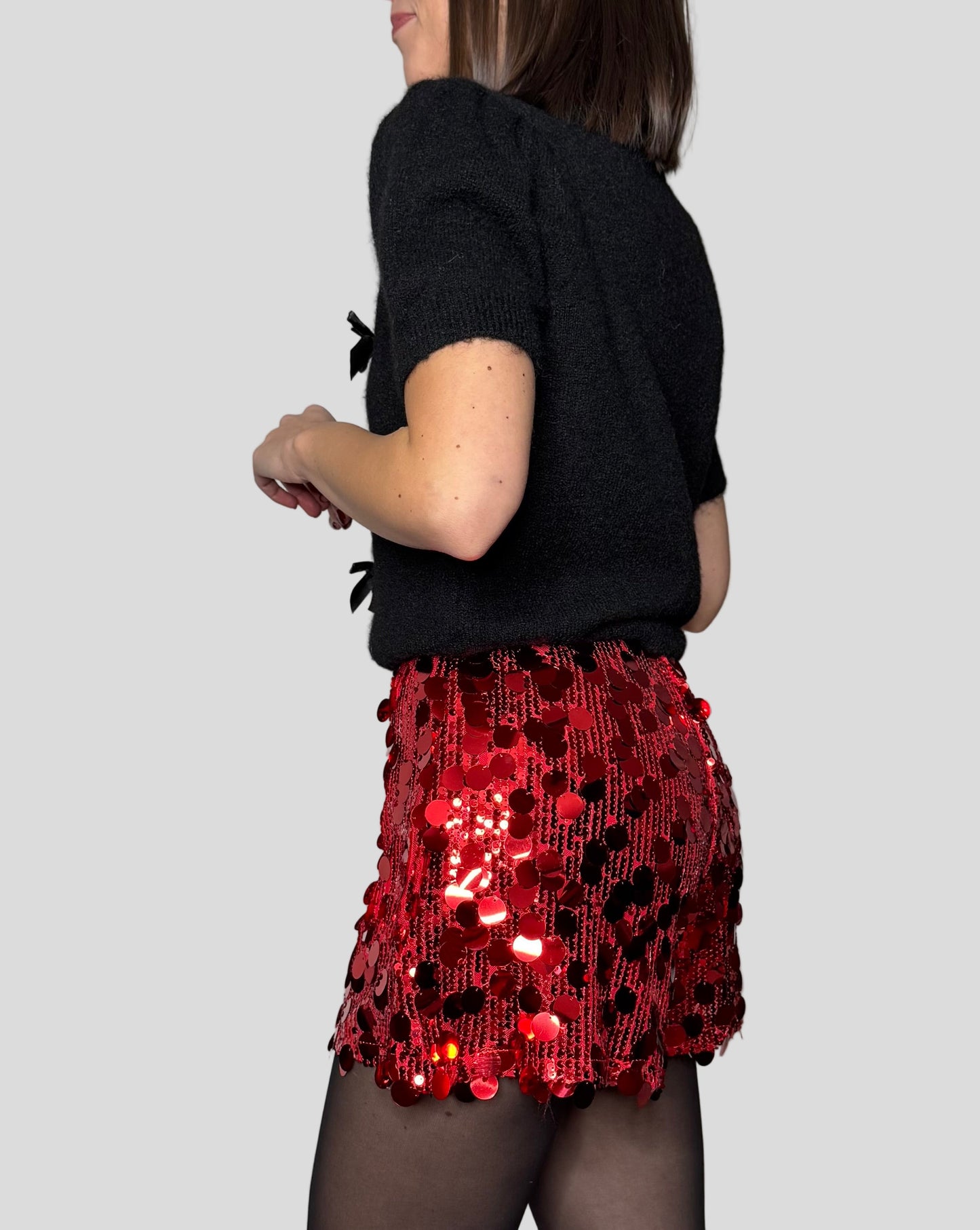 Shorts Paillettes Rosso