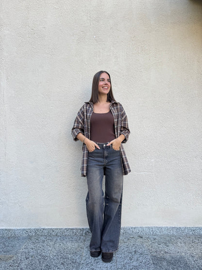 Camicia oversize stampa check a quadri