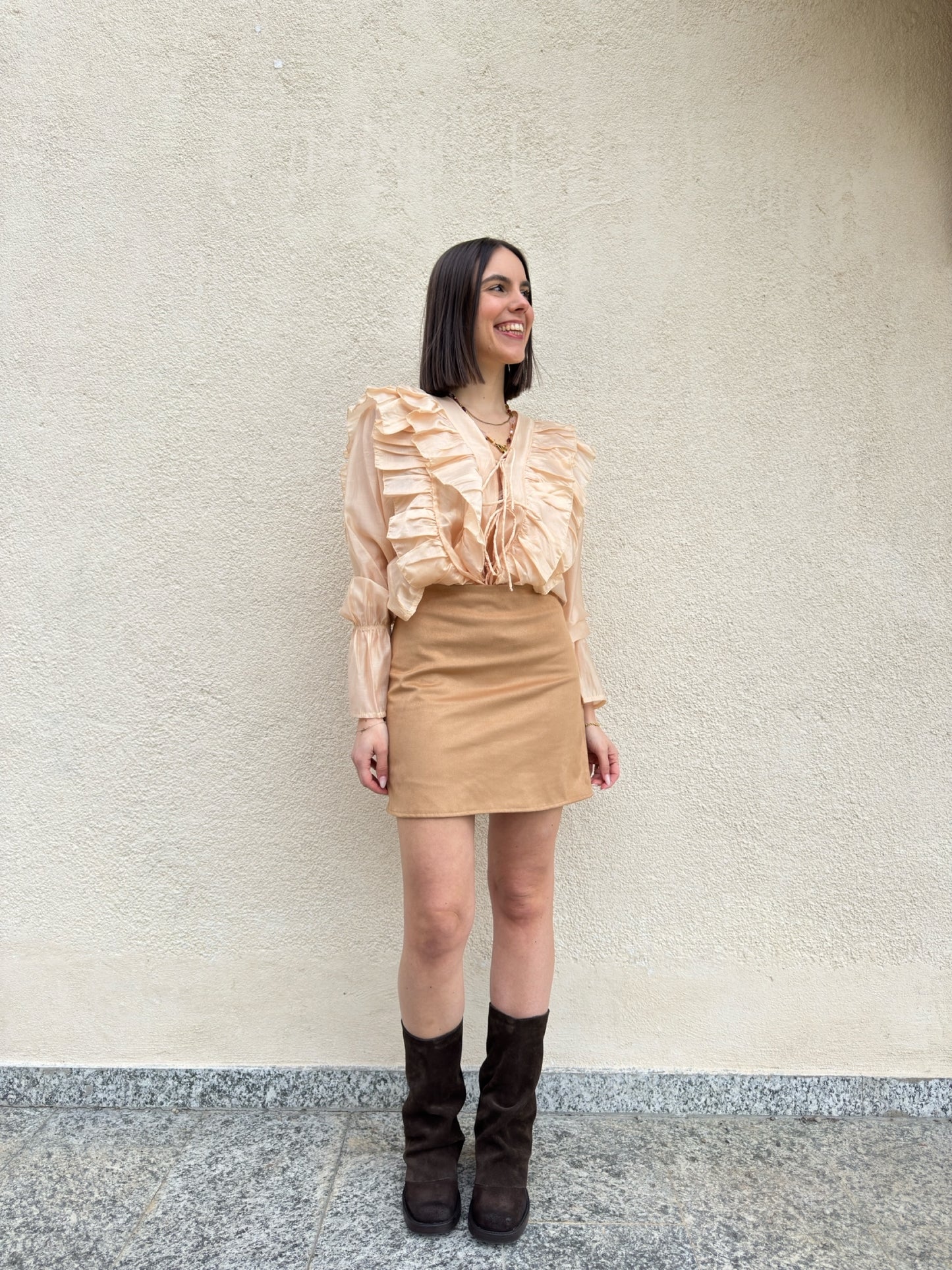 Gonna in suede scamosciata