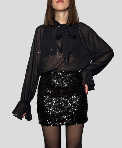 Gonna mini pailletes nero
