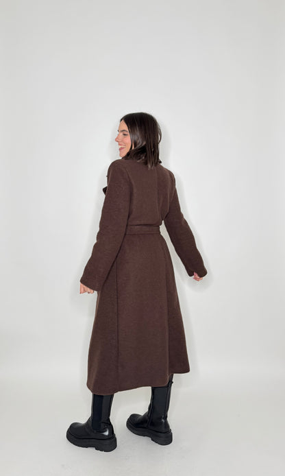 Cappotto doppiopetto in misto lana Moro