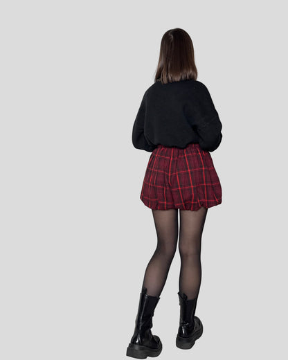 Pantaloncino fantasia scozzese a palloncino base rossa