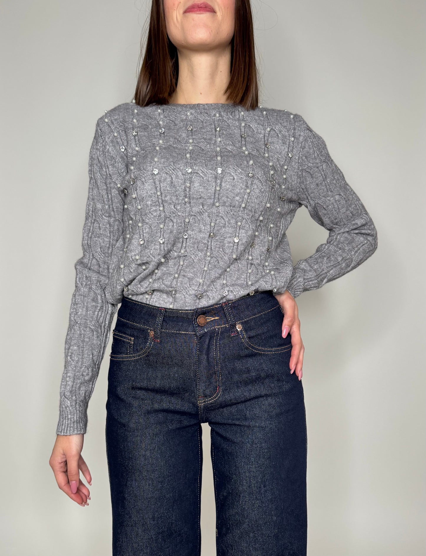 Maglia in calda viscosa gioiello Grigio