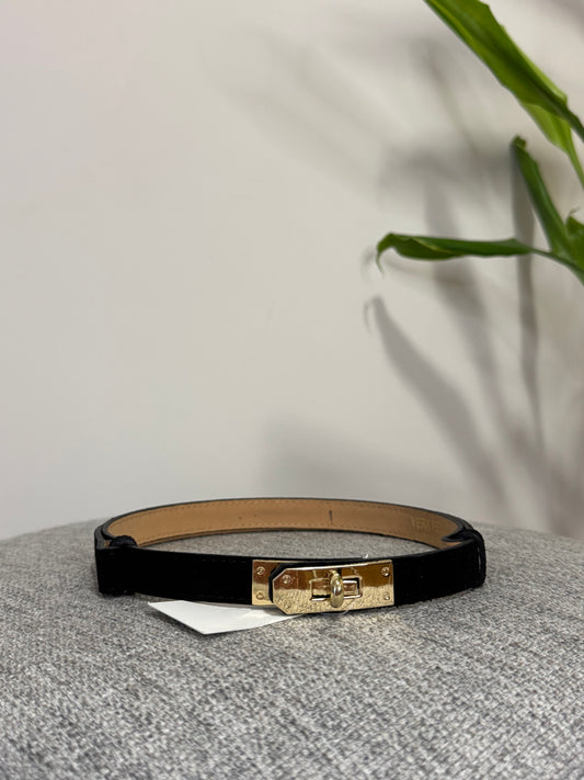 Cintura vera pelle camoscio regolabile stile Hermes nero 2cm