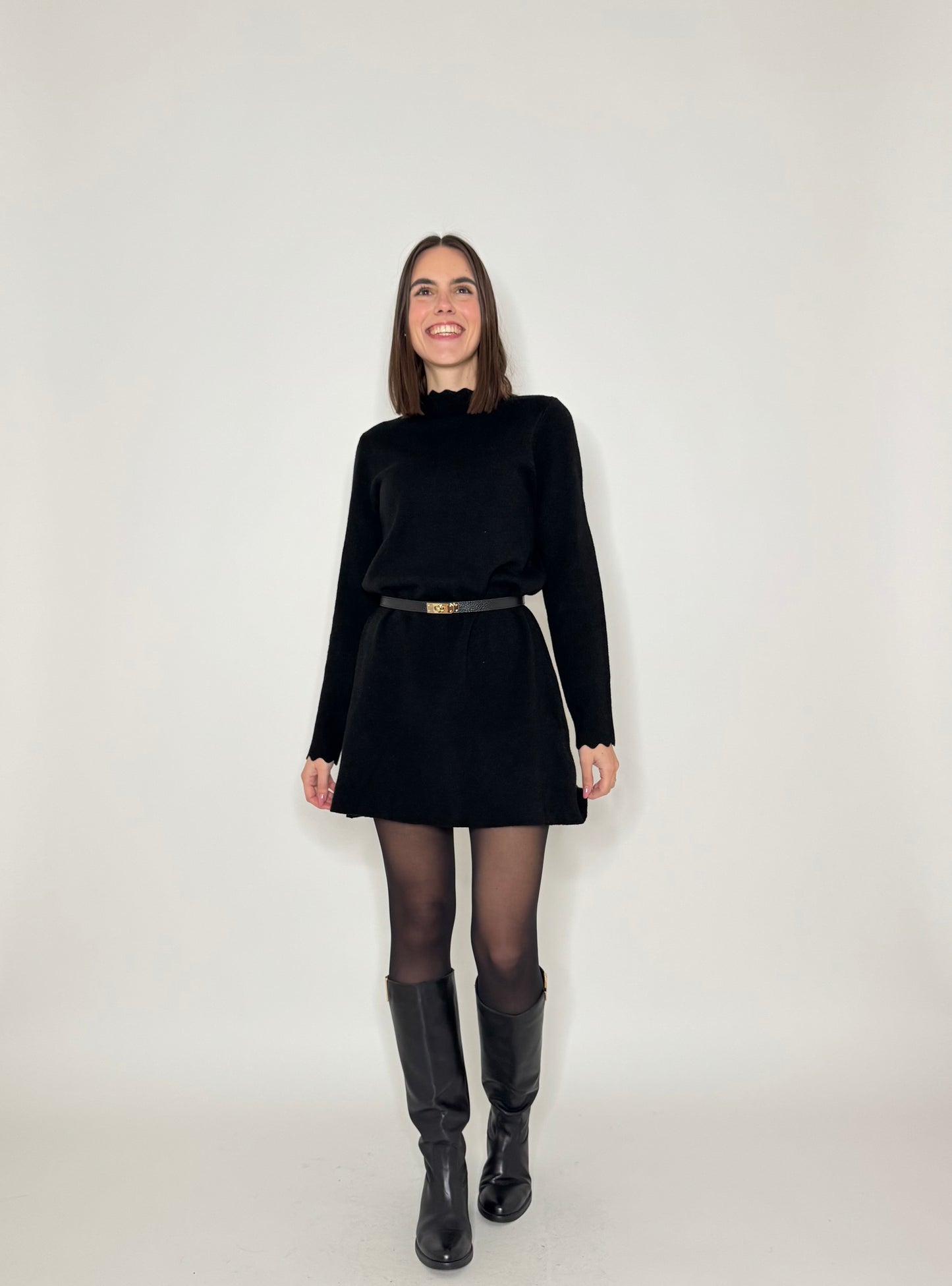 Abito in calda viscosa Zigzag Nero