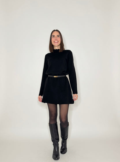 Abito in calda viscosa Zigzag Nero