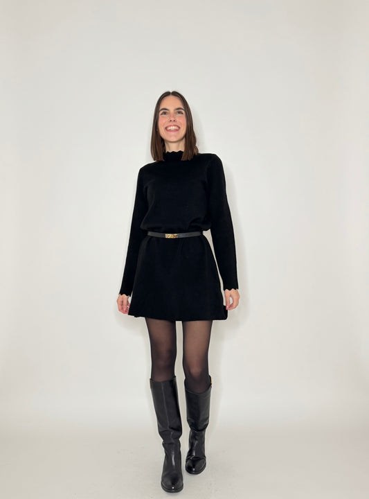 Abito in calda viscosa Zigzag Nero