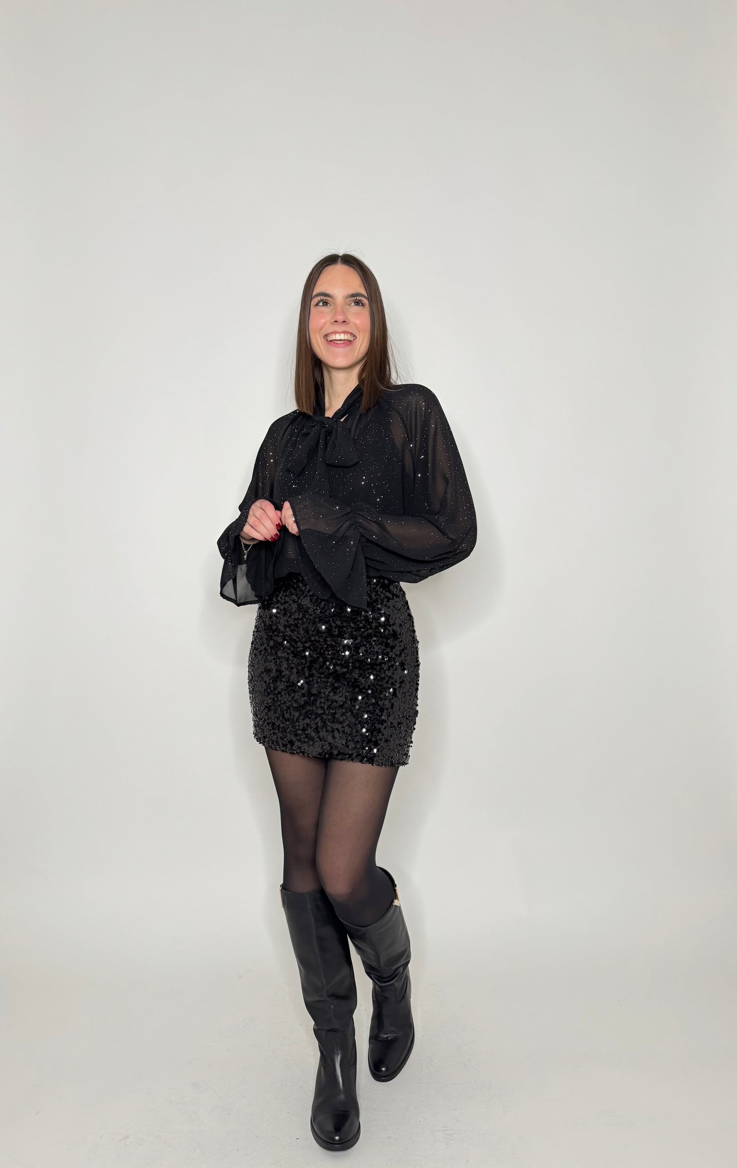 Gonna mini pailletes nero