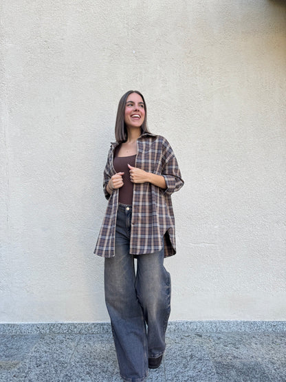 Camicia oversize stampa check a quadri