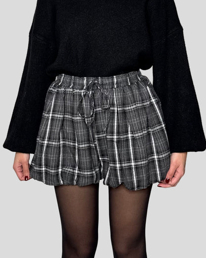 Pantaloncino fantasia scozzese a palloncino base nero