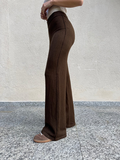 Completo in maglia scollo a v Cioccolato