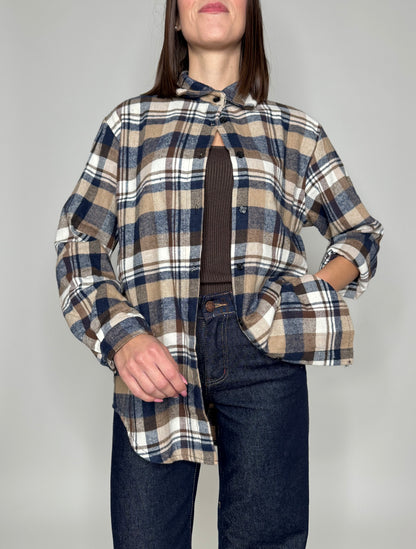 Camicia check in flanella blu/coffe