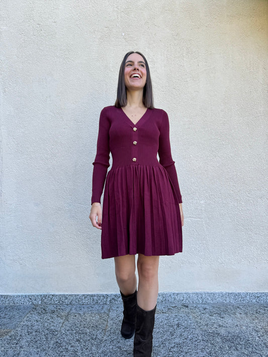 Abito Bambolina in calda viscosa Burgundy