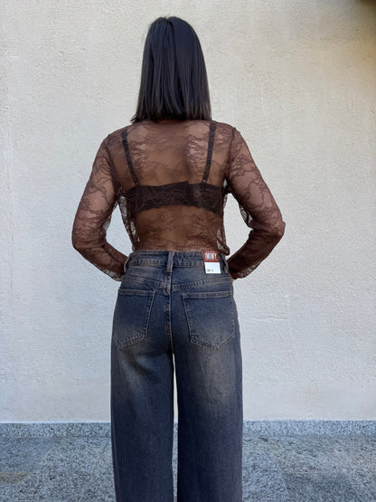 Maglia pizzo Moca mousse
