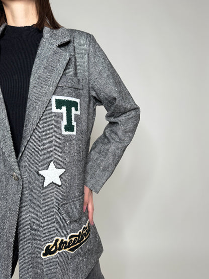 Giacca cappotto con patch Grigio