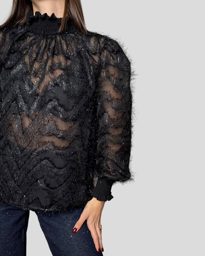 Camicia fru fru lurex Nero