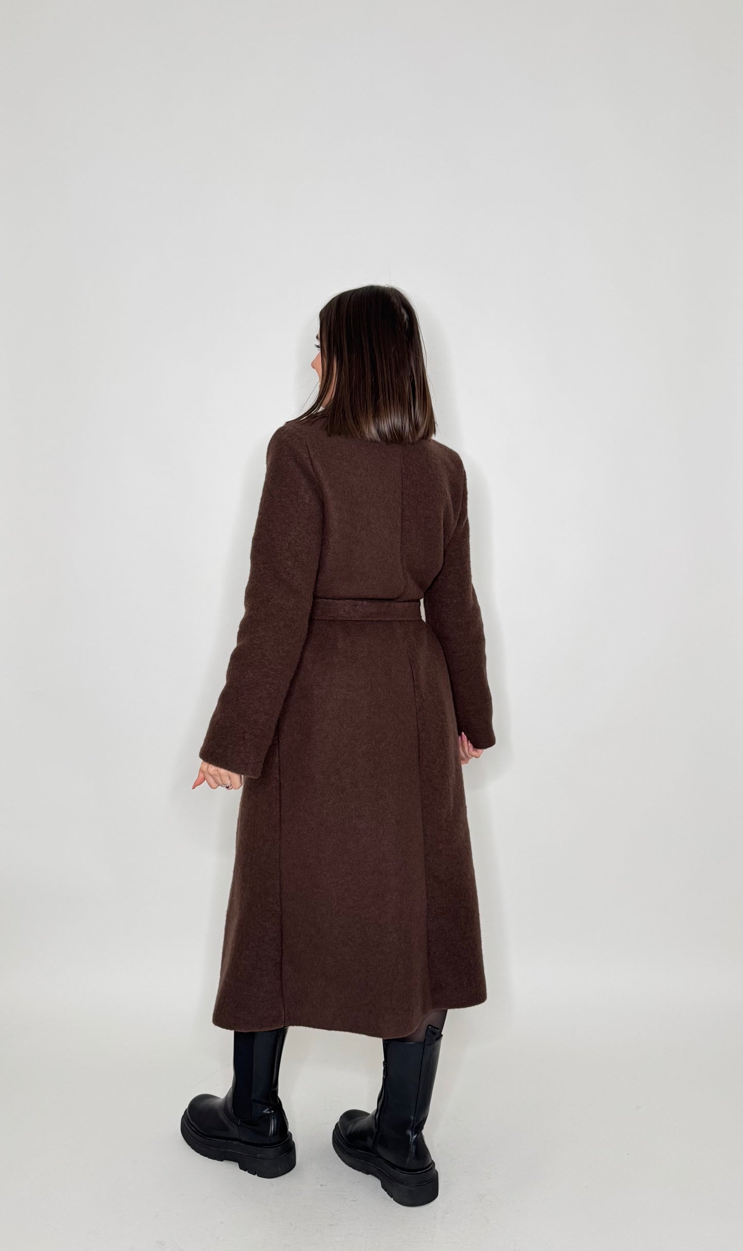 Cappotto doppiopetto in misto lana Moro