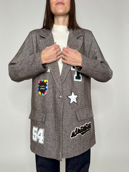 Giacca cappotto con patch Moro