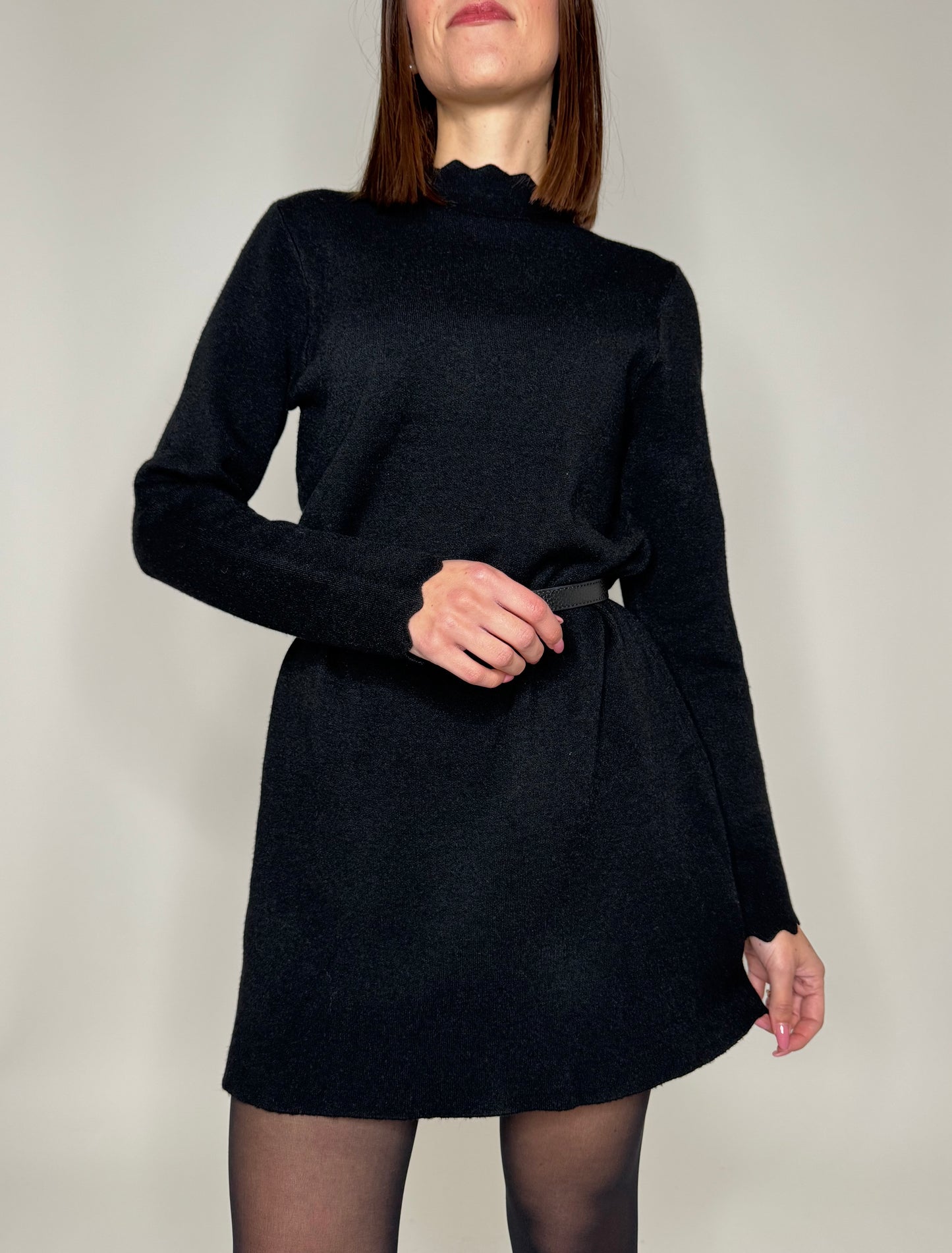 Abito in calda viscosa Zigzag Nero