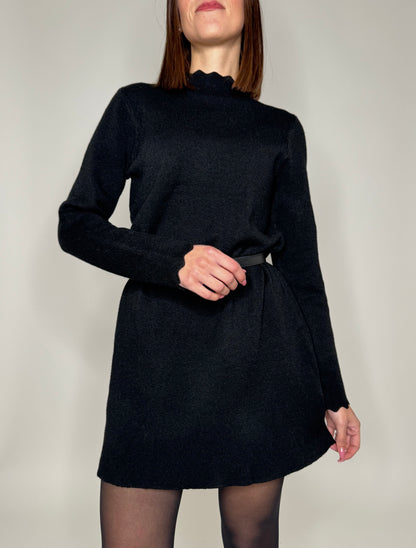 Abito in calda viscosa Zigzag Nero