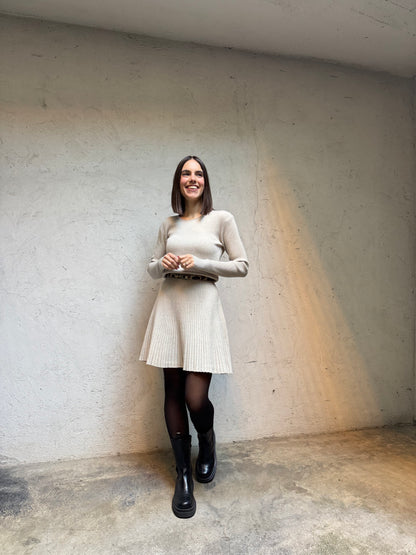 Abito Nina in calda viscosa Tortora