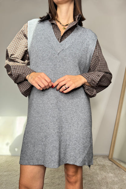 Maxi gilet in calda viscosa grigio