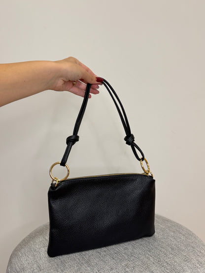 Borsa a Spalla Eva in pelle martellata Nera