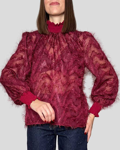 Camicia fru fru lurex Bordeaux