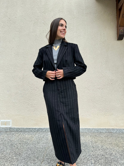 Giacca gessata in misto lana