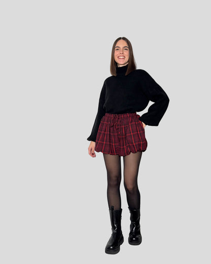Pantaloncino fantasia scozzese a palloncino base rossa