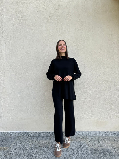 Completo in maglia mezzo collo Nero